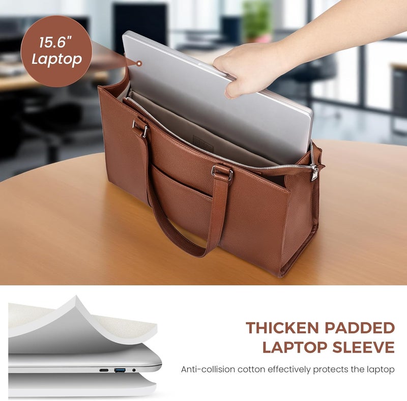 befen Genuine Leather Tote Bag for Women Work, Women's Leather Shoulder Bags Purses Satchel Handbags with Laptop Compartment - Image 5